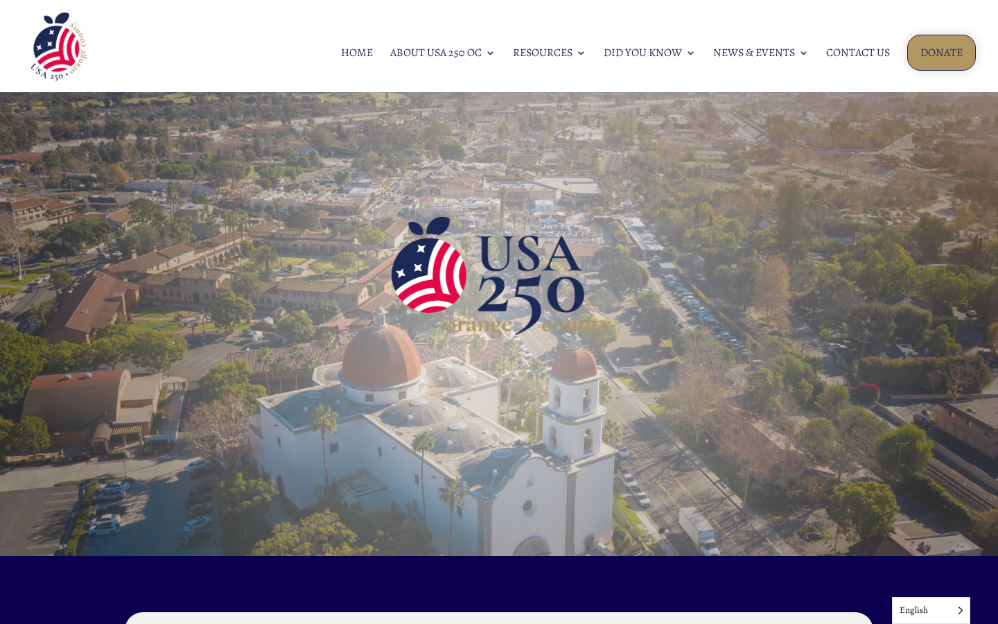 USA 250 Orange County website homepage