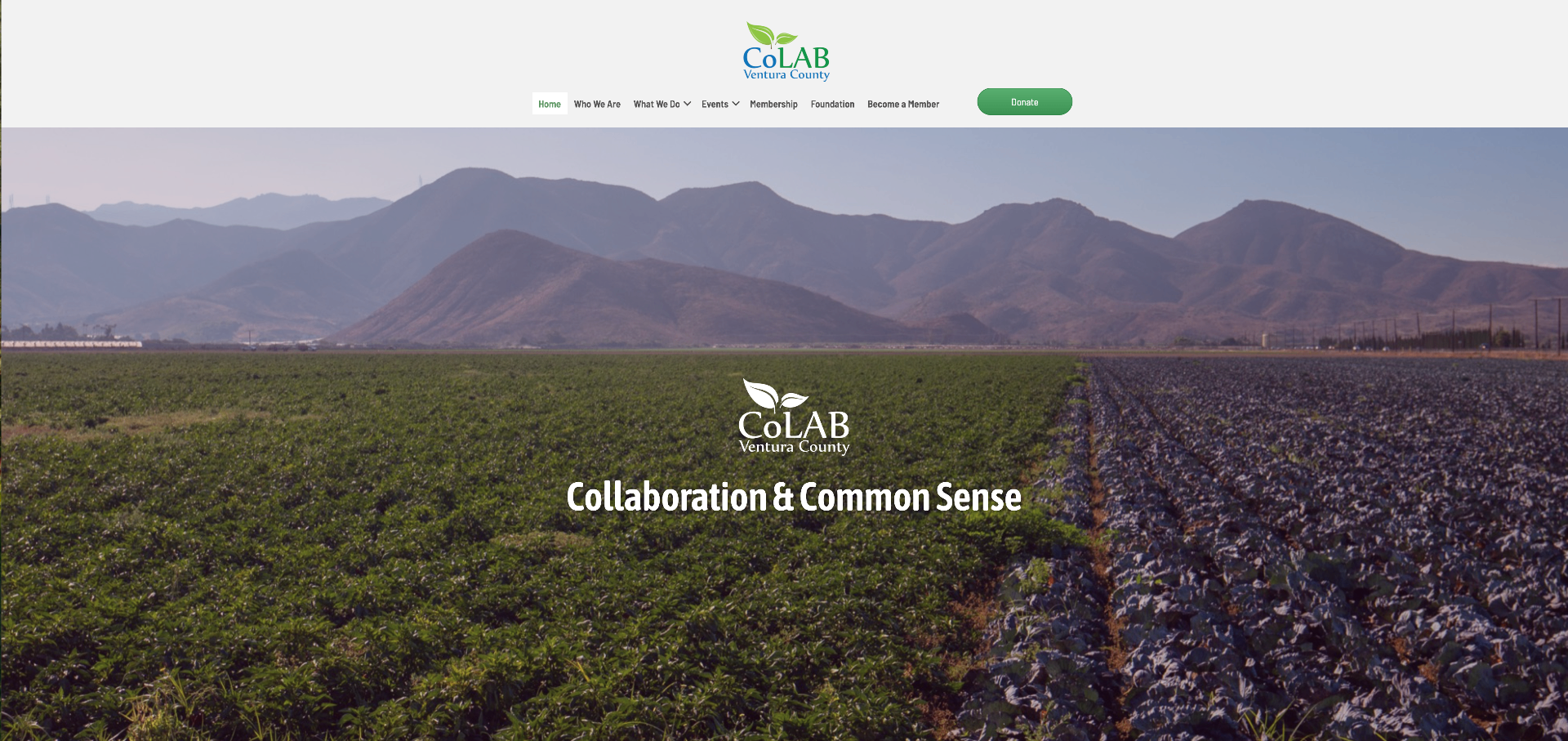 Rebuilt CoLAB Ventura County site: reconstructed homepage